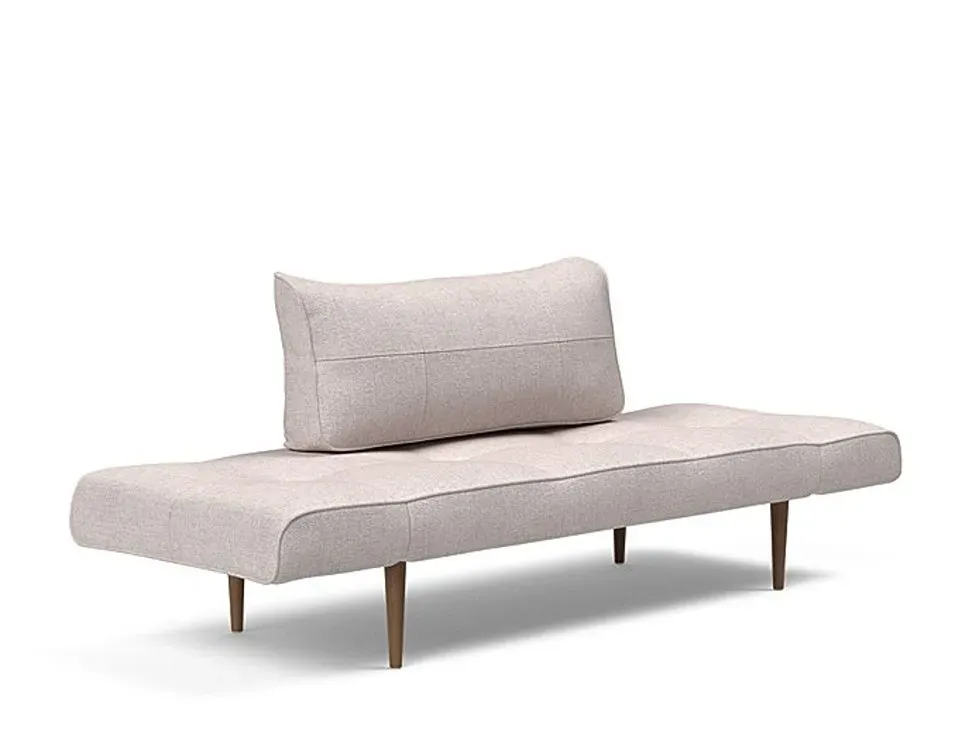 Illustration numéro 3 du produit Canapé lit  ZEAL STYLETTO cadre acier piétement chêne foncé tissu Weda Sand