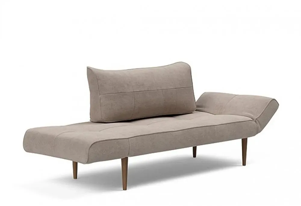Illustration numéro 3 du produit Canapé lit  ZEAL STYLETTO cadre acier piétement chêne foncé tissu Cordufine Beige