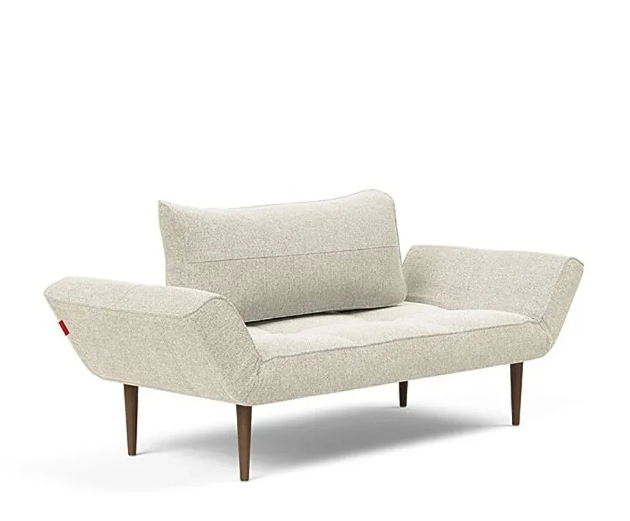 Illustration numéro 3 du produit Canapé lit  ZEAL STYLETTO cadre acier piétement chêne foncé tissu Taura Off White