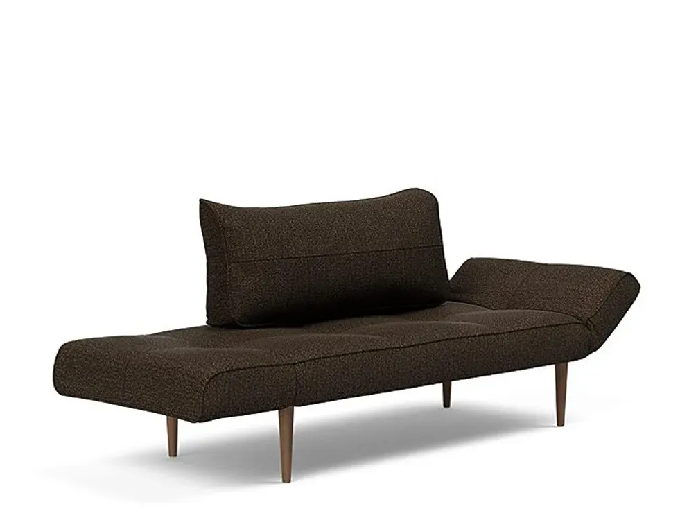 Illustration numéro 3 du produit Canapé lit  ZEAL STYLETTO cadre acier piétement chêne foncé tissu Taura Chocco