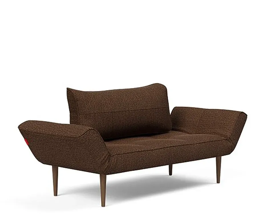 Illustration numéro 3 du produit Canapé lit  ZEAL STYLETTO cadre acier piétement chêne foncé tissu Taura Cappuccino