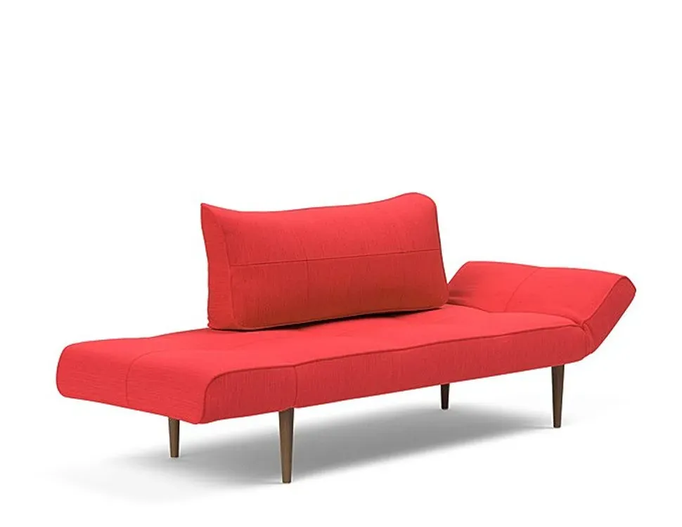 Illustration numéro 3 du produit Canapé lit  ZEAL STYLETTO cadre acier piétement chêne foncé tissu Elegance Red