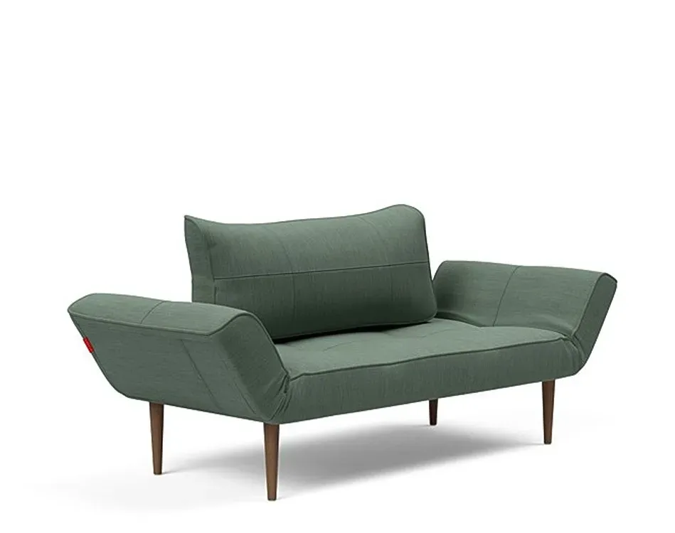 Illustration numéro 3 du produit Canapé lit  ZEAL STYLETTO cadre acier piétement chêne foncé tissu Elegance Green