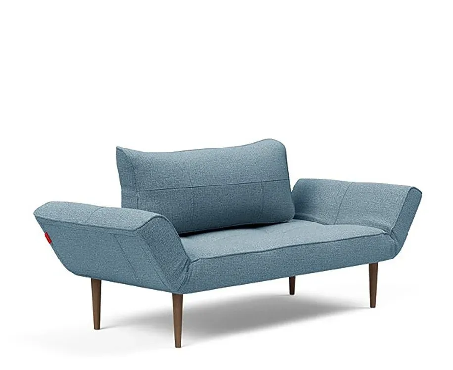 Illustration numéro 3 du produit Canapé lit  ZEAL STYLETTO cadre acier piétement chêne foncé tissu Mixed Dance Light Blue