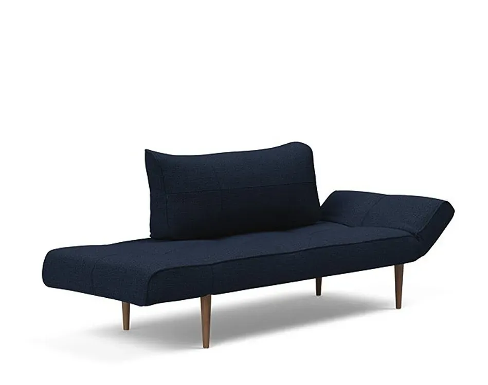 Illustration numéro 3 du produit Canapé lit  ZEAL STYLETTO cadre acier piétement chêne foncé tissu Mixed Dance Blue