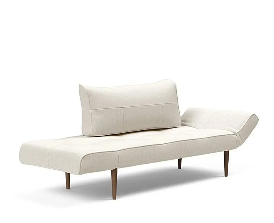 Illustration numéro 3 du produit Canapé lit  ZEAL STYLETTO cadre acier piétement chêne foncé tissu Bouclé Off White