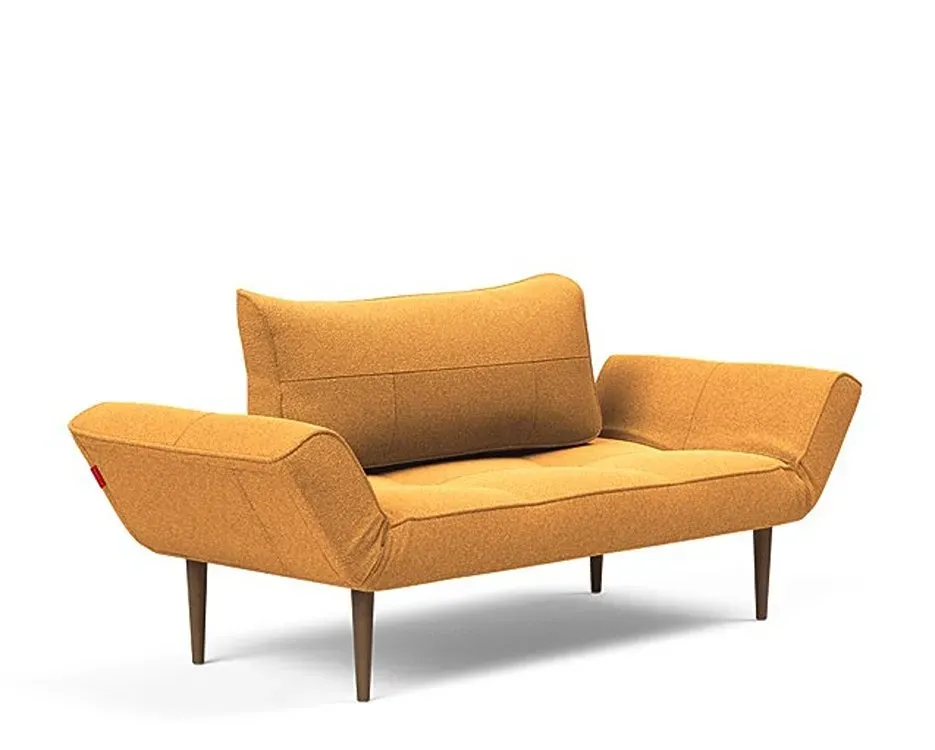 Illustration numéro 3 du produit Canapé lit  ZEAL STYLETTO cadre acier piétement chêne foncé tissu Bouclé Ochre