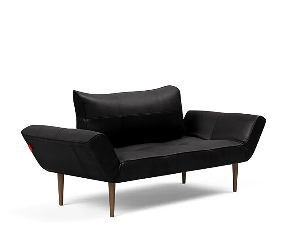 Illustration numéro 3 du produit Canapé lit  ZEAL STYLETTO cadre acier piétement chêne foncé tissu Faunal Black