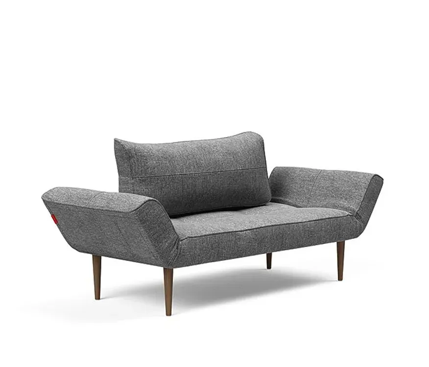 Illustration numéro 3 du produit Canapé lit  ZEAL STYLETTO cadre acier piétement chêne foncé tissu Twist Charcoal