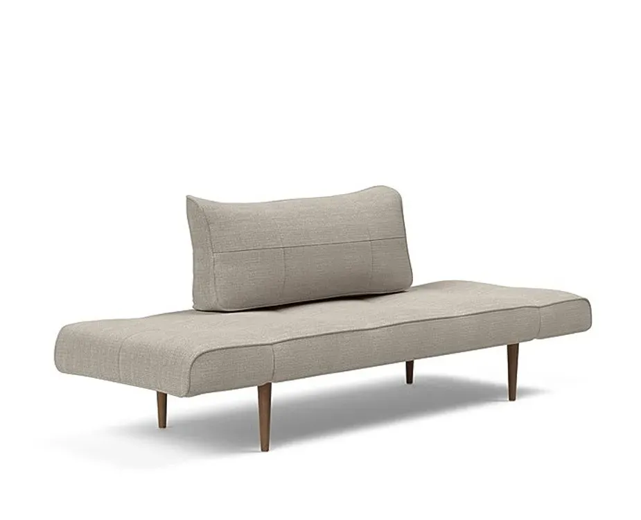 Illustration numéro 3 du produit Canapé lit  ZEAL STYLETTO cadre acier piétement chêne foncé tissu Kenya Gravel