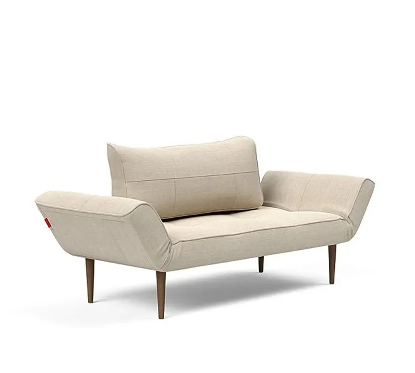 Illustration numéro 3 du produit Canapé lit  ZEAL STYLETTO cadre acier piétement chêne foncé tissu Phobos Latte