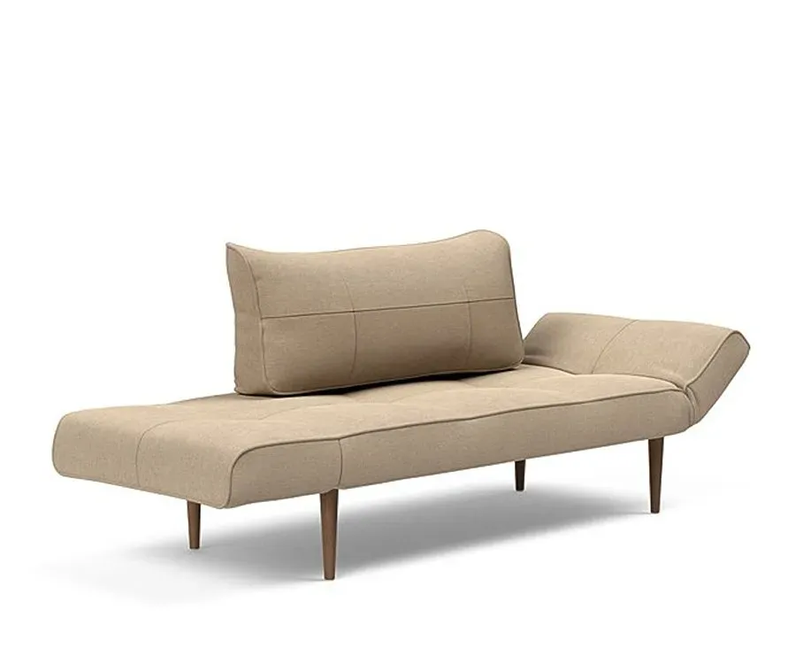 Illustration numéro 3 du produit Canapé lit  ZEAL STYLETTO cadre acier piétement chêne foncé tissu Phobos Mocha