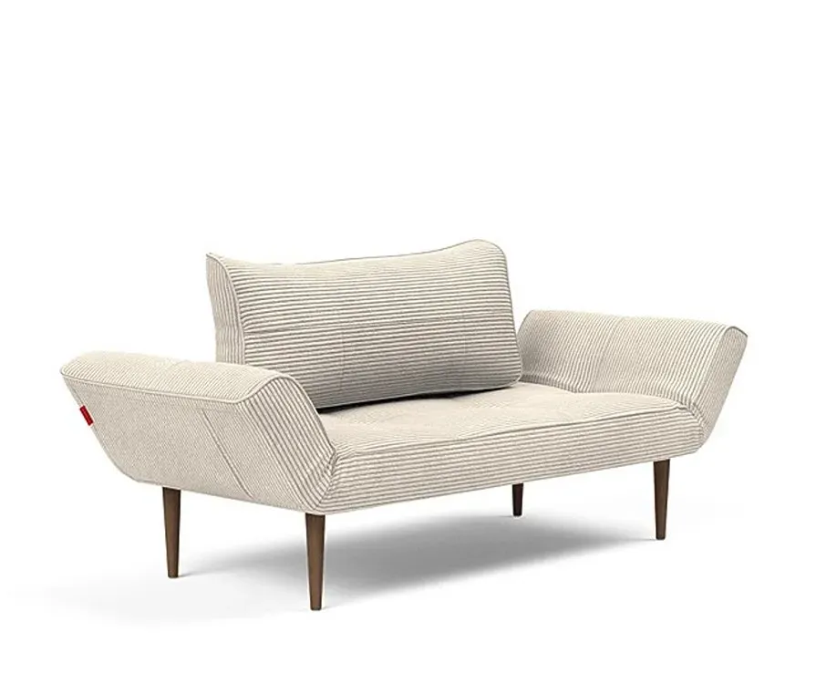 Illustration numéro 3 du produit Canapé lit  ZEAL STYLETTO cadre acier piétement chêne foncé tissu Corduroy Ivory