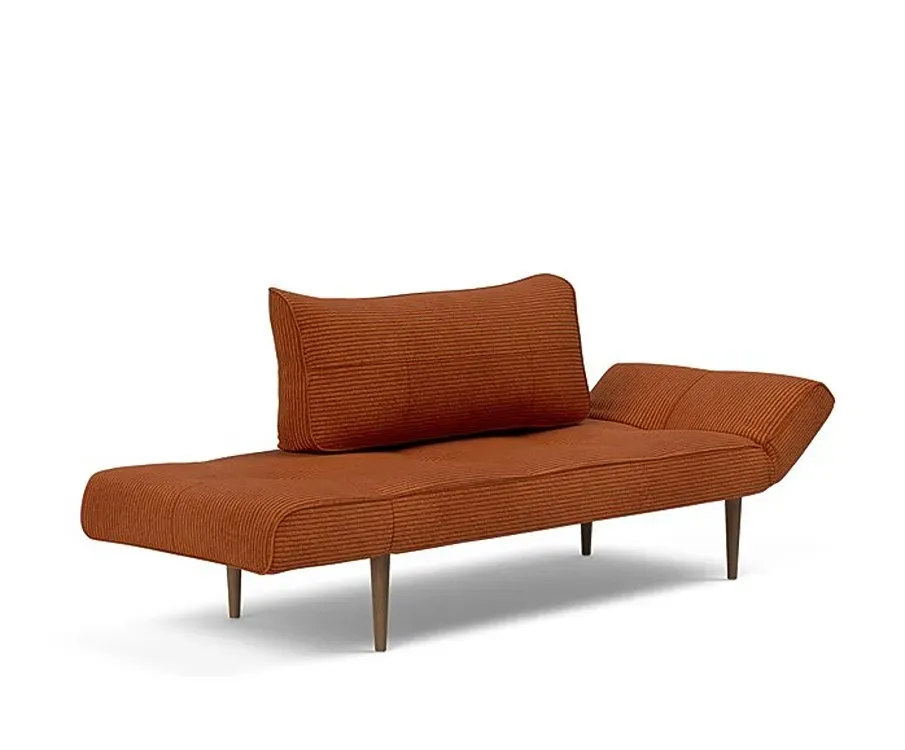 Illustration numéro 3 du produit Canapé lit  ZEAL STYLETTO cadre acier piétement chêne foncé tissu Corduroy Orange