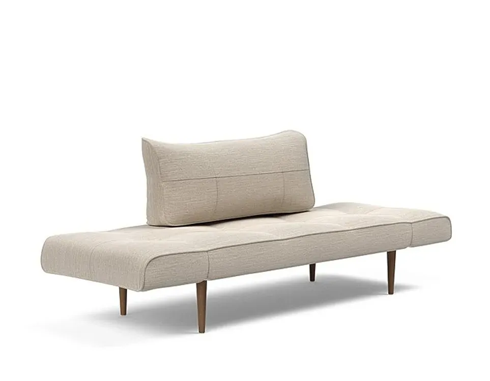 Illustration numéro 3 du produit Canapé lit  ZEAL STYLETTO cadre acier piétement chêne foncé tissu Blida Sand Grey