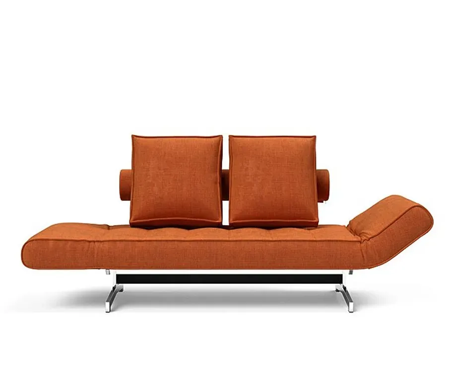 Illustration numéro 3 du produit INNOVATION LIVING  Canapé lit GHIA CHROME couchage 80x210 cm tissu Esina Rust Orange