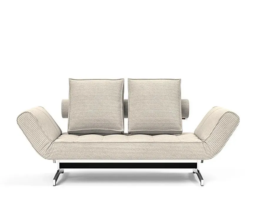 Illustration numéro 3 du produit INNOVATION LIVING  Canapé lit GHIA CHROME couchage 80x210 cm tissu Corduroy Ivory