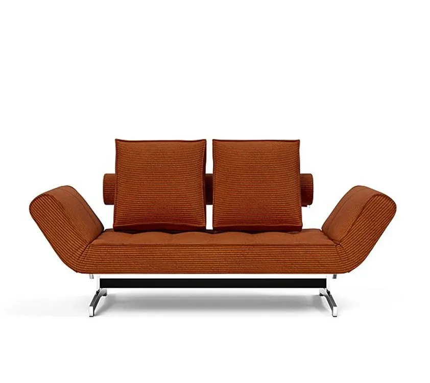 Illustration numéro 3 du produit INNOVATION LIVING  Canapé lit GHIA CHROME couchage 80x210 cm tissu Corduroy Orange