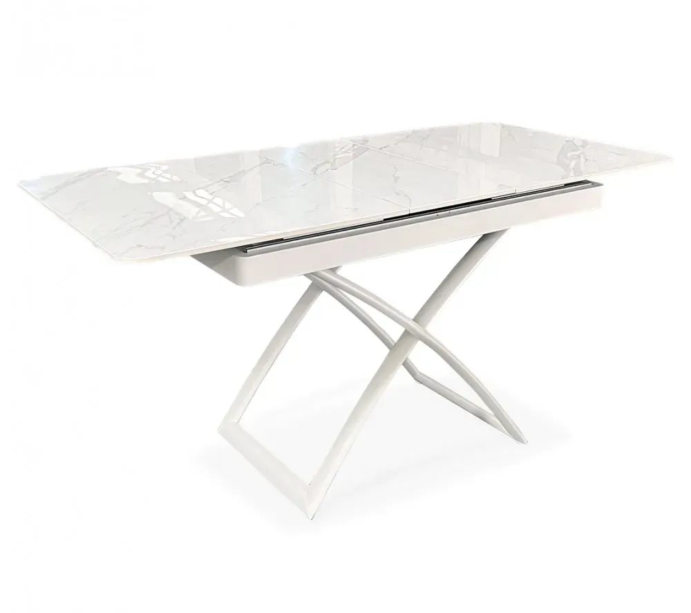 Illustration numéro 3 du produit Table relevable extensible CONDOR métal plateau céramique blanc