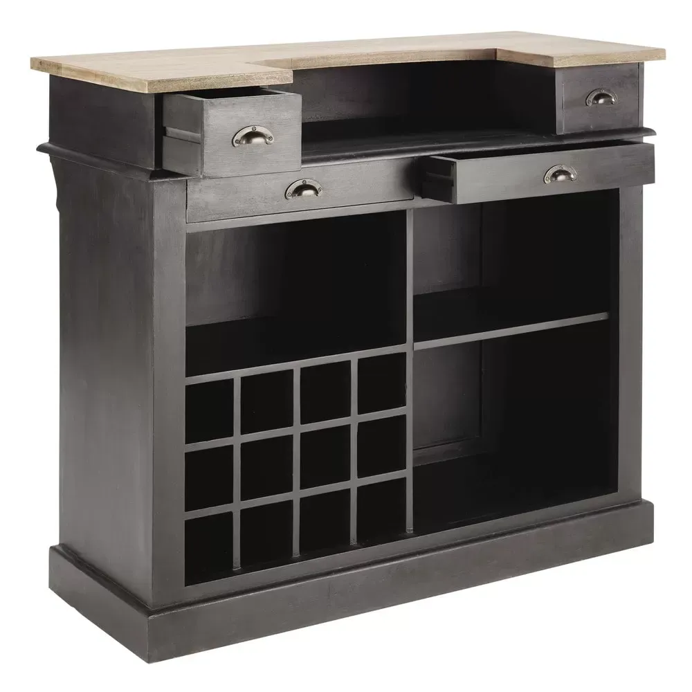 Illustration numéro 3 du produit Meuble de bar 4 tiroirs gris charbon