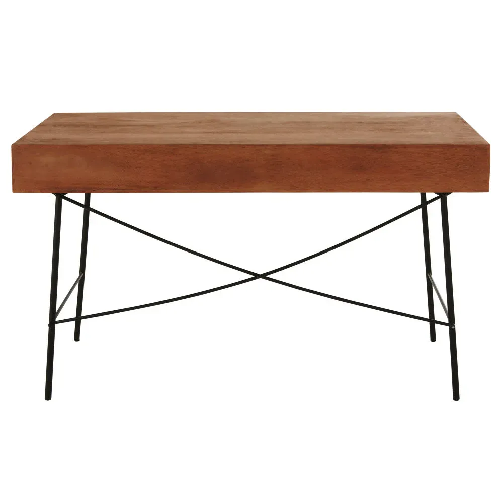 Illustration numéro 3 du produit Bureau 1 tiroir en manguier massif et métal noir