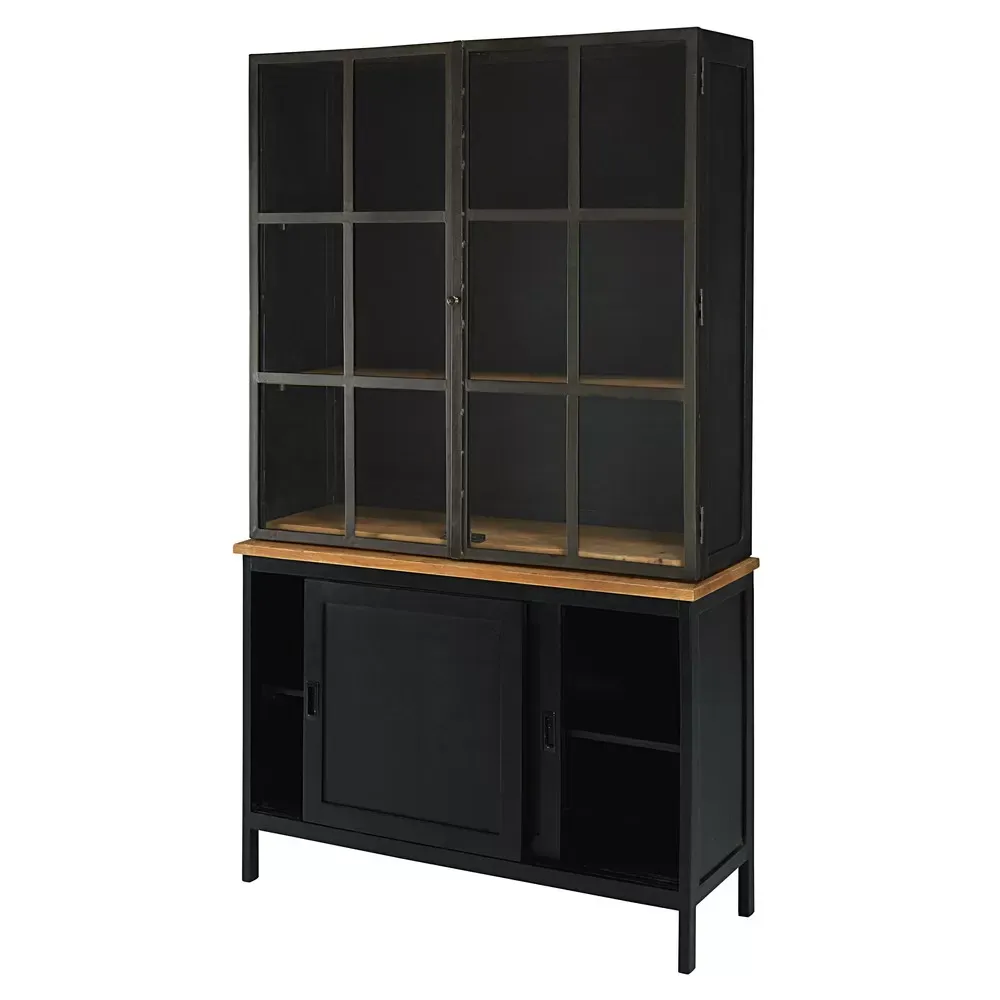 Illustration numéro 3 du produit Bahut 4 portes en manguier et acacia noir