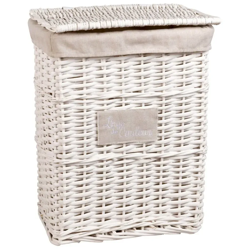 Illustration numéro 3 du produit Paniers à linge en osier et lin (x2)