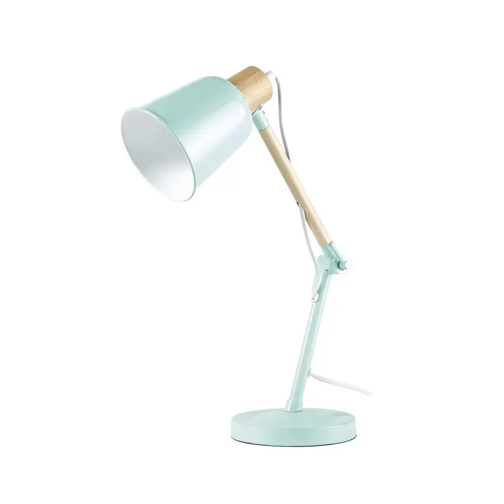 Illustration numéro 3 du produit Lampe de bureau en métal vert et hévéa