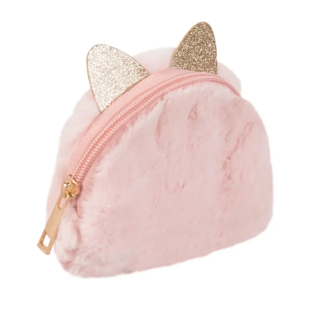 Illustration numéro 3 du produit Trousse chat rose et paillettes dorées