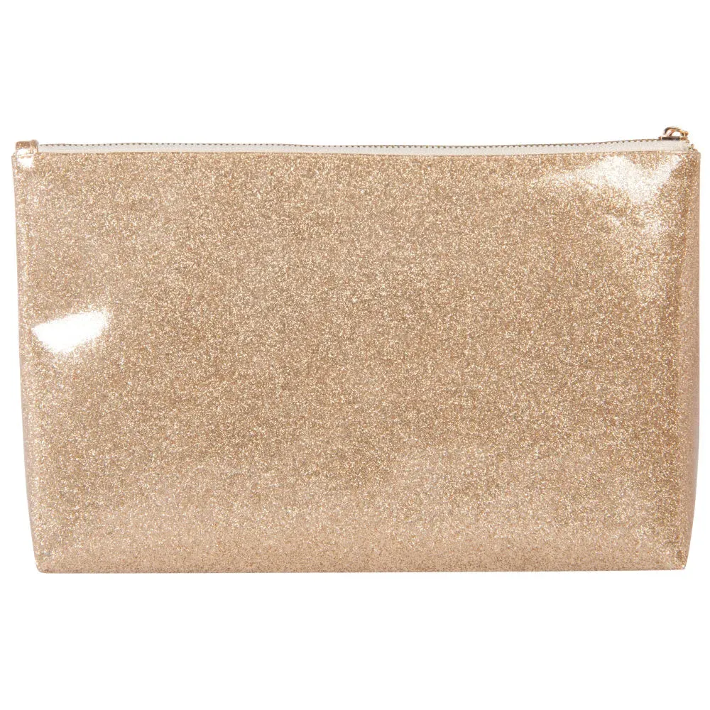 Illustration numéro 3 du produit Trousse à paillettes dorées imprimé blanc