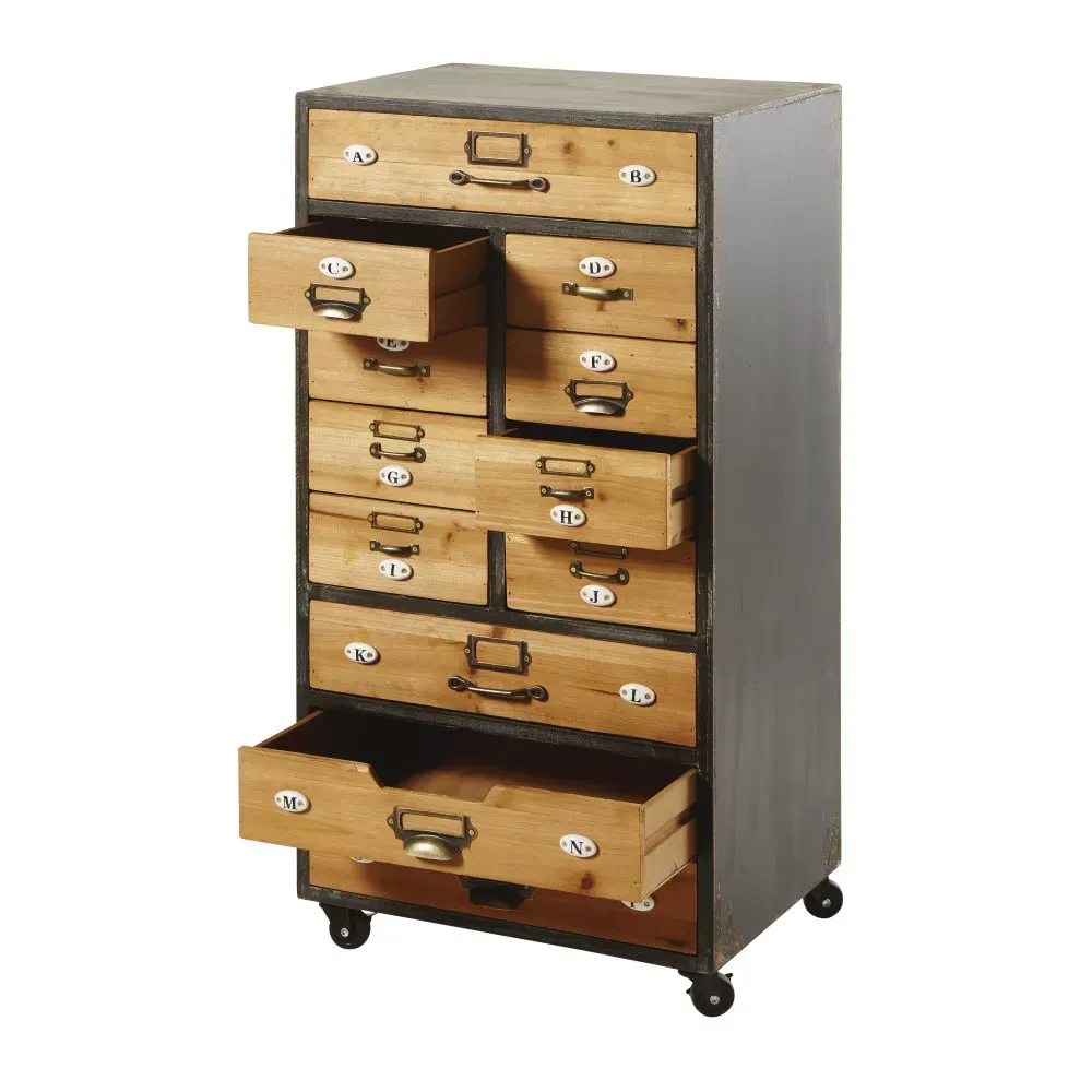 Illustration numéro 3 du produit Meuble de rangement 12 tiroirs à roulettes