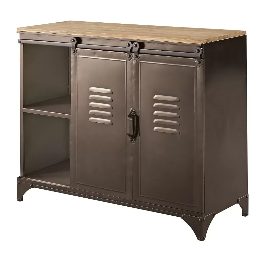 Illustration numéro 3 du produit Buffet 2 portes en métal et sapin