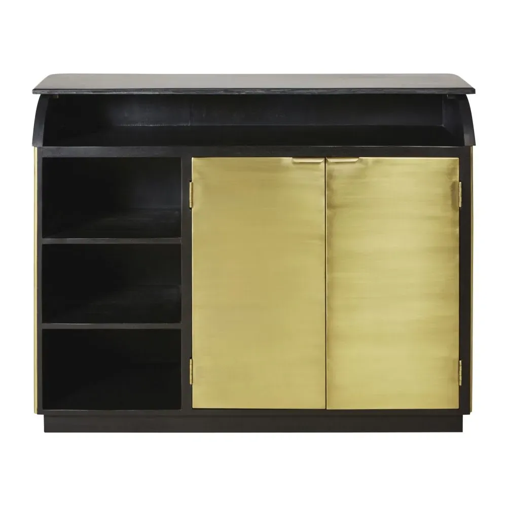 Illustration numéro 3 du produit Comptoir professionnel en métal ondulé coloris laiton et pierre noire