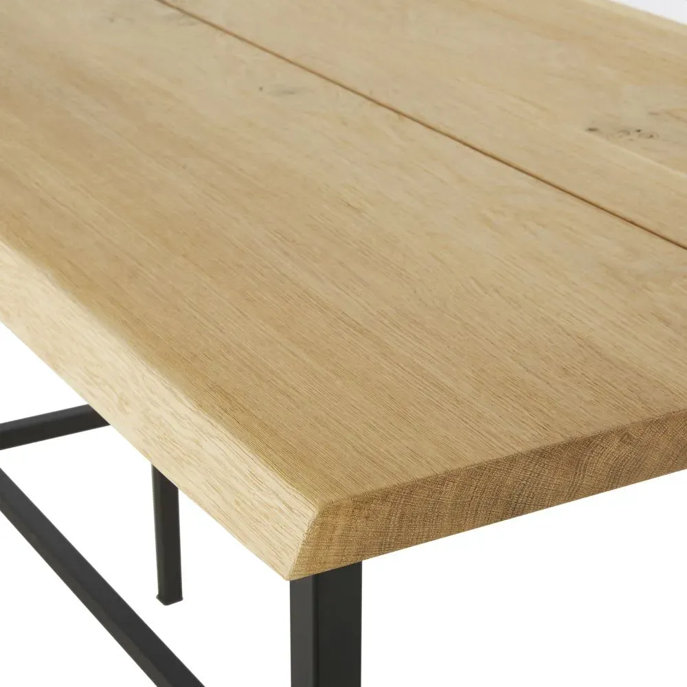 Illustration numéro 3 du produit Table à manger haute professionnelle en chêne et métal noir L175