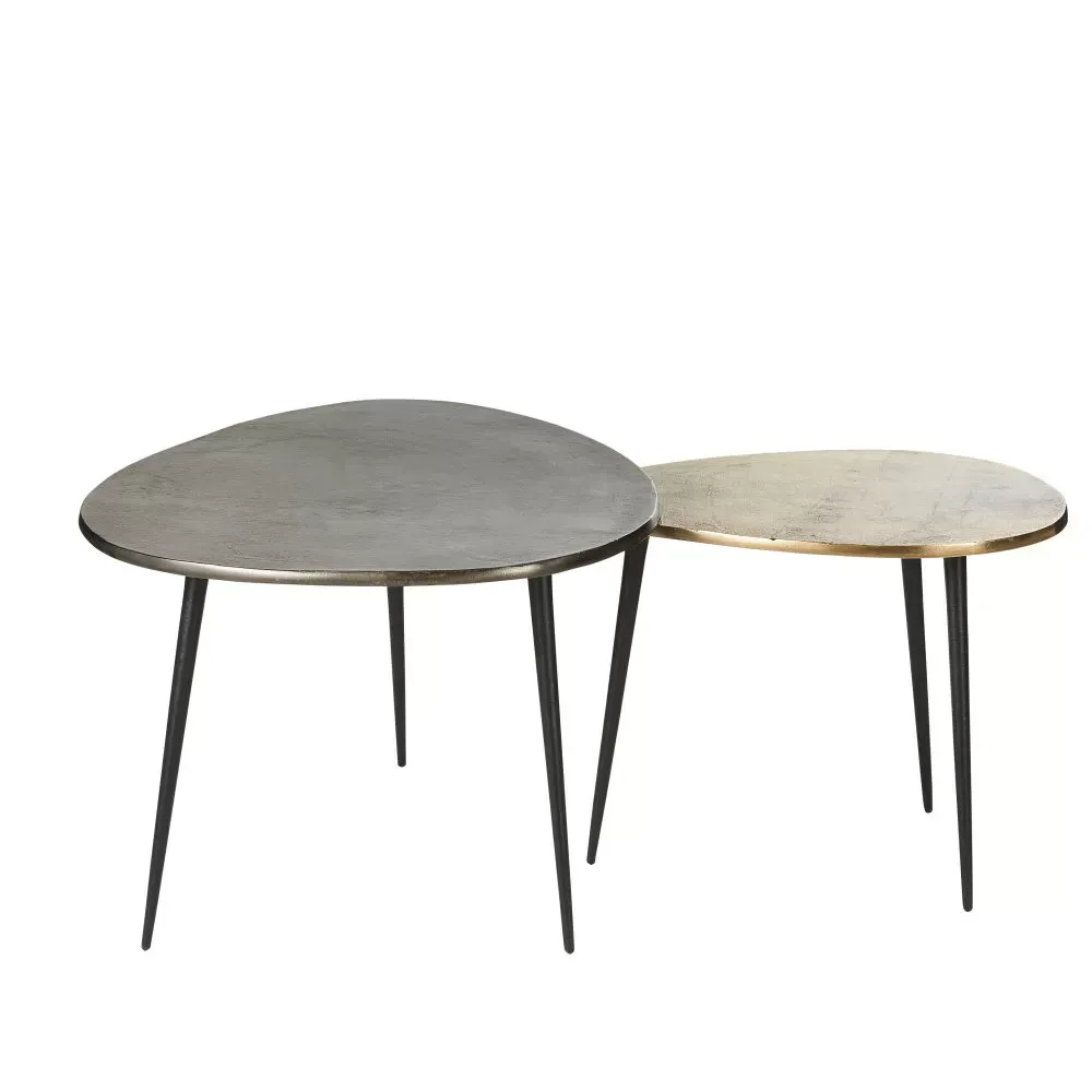 Illustration numéro 3 du produit Bouts de canapé en métal noir et doré vieilli (x2)