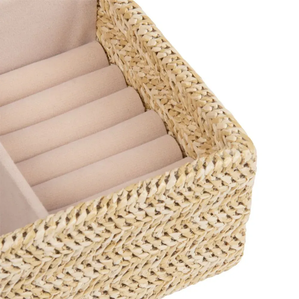 Illustration numéro 3 du produit Boîte à bijoux tressée et velours beige