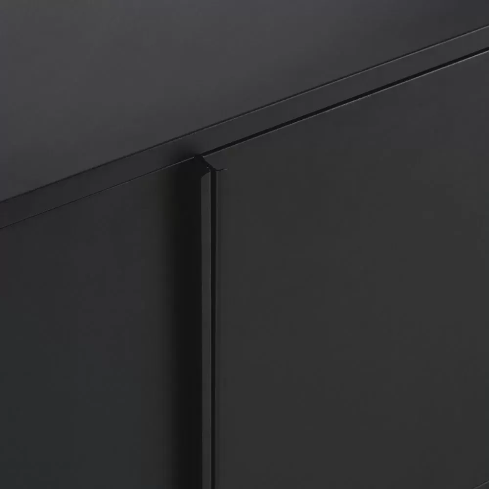 Illustration numéro 3 du produit Buffet bas enfilade 4 portes en métal noir mat