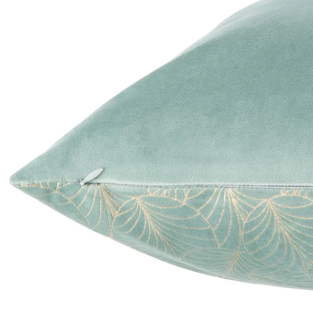 Illustration numéro 3 du produit Coussin en velours brillant vert clair motif imprimé doré 45x45