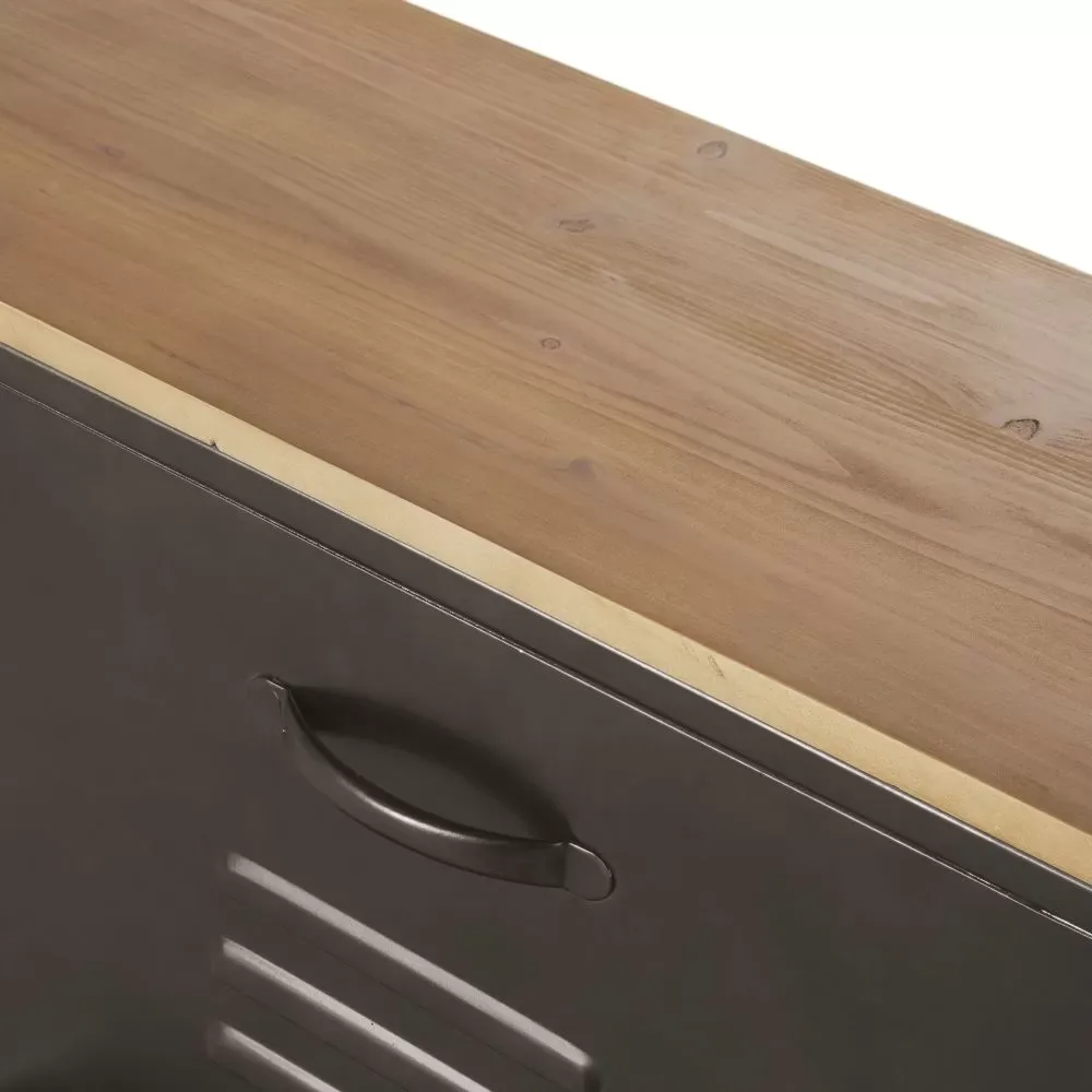 Illustration numéro 3 du produit Meuble à chaussures 4 portes en métal et bois de sapin massif