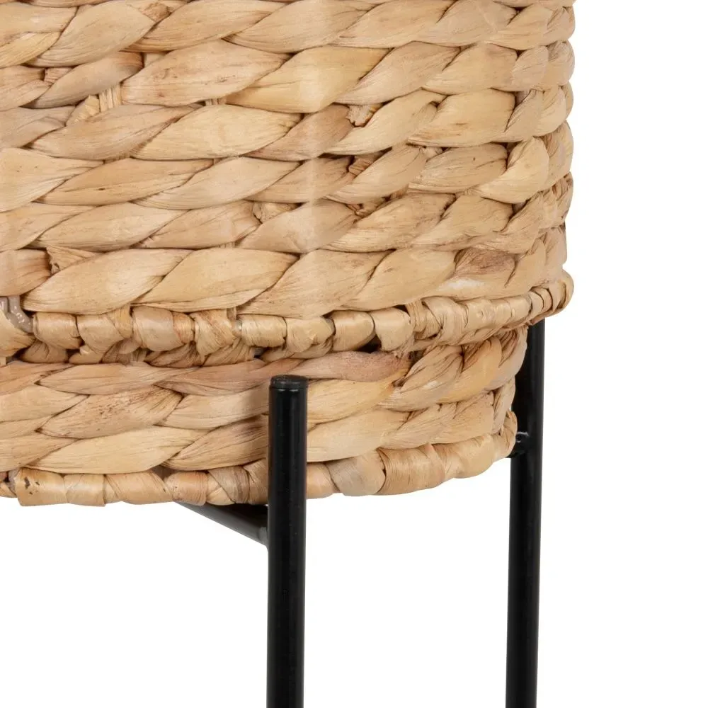 Illustration numéro 3 du produit Cache-pot en jacinthe d'eau et métal noir H46