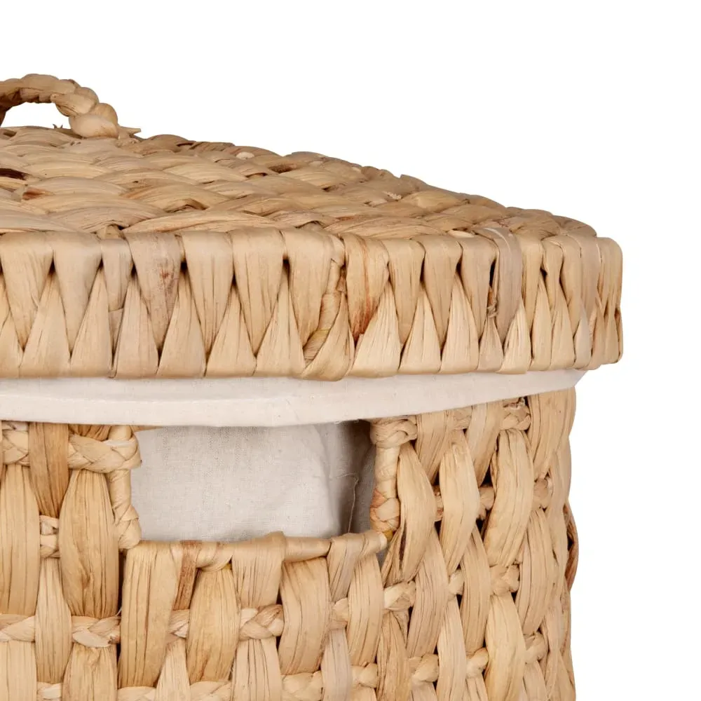 Illustration numéro 3 du produit Panier à linge en jacinthe d'eau avec couvercle