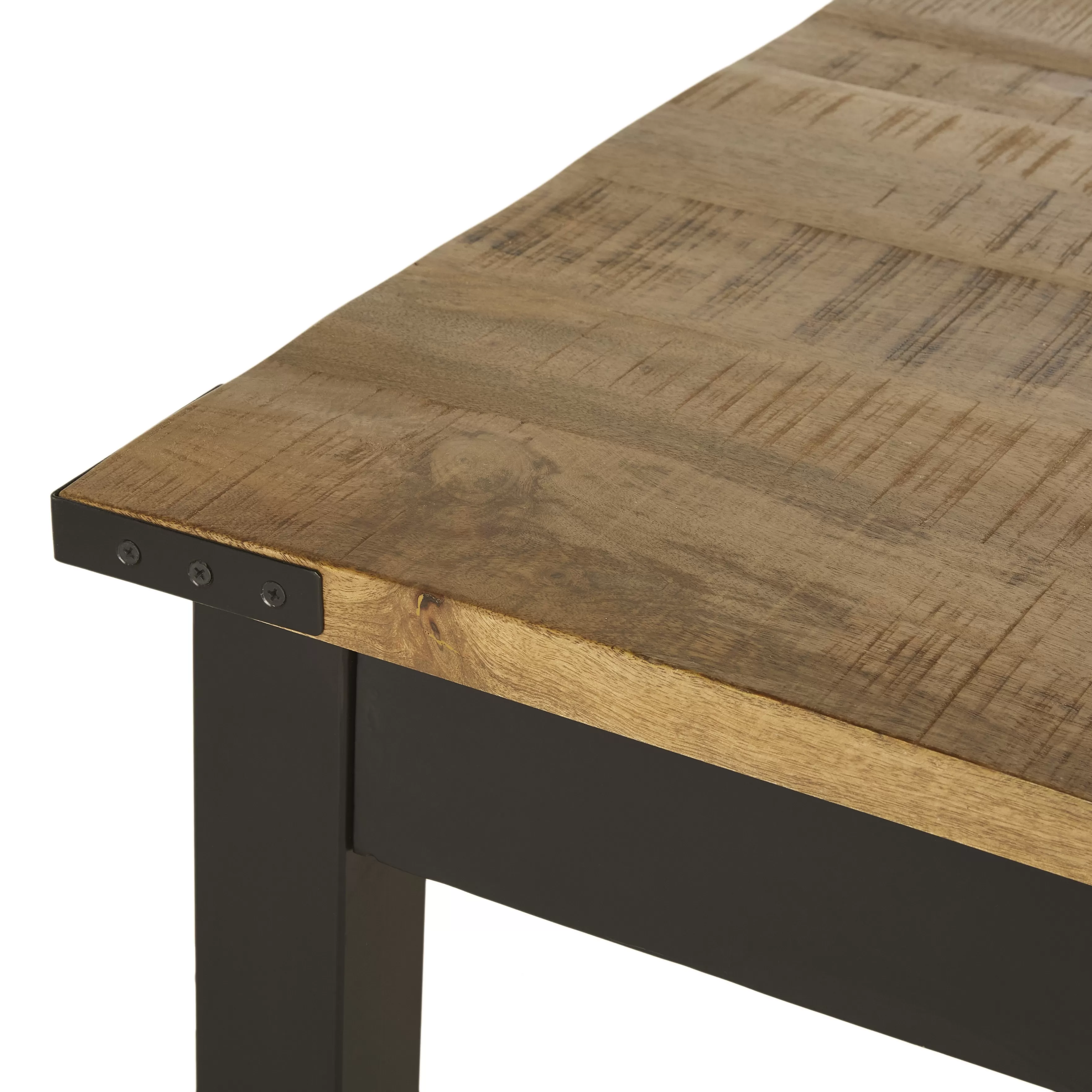 Illustration numéro 3 du produit Table à manger en bois de manguier massif et métal noir 8/10 personnes L145