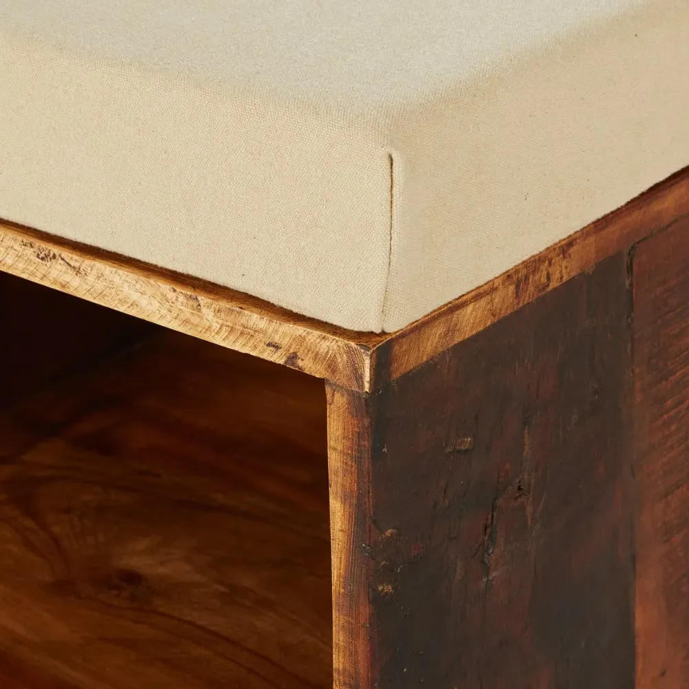 Illustration numéro 3 du produit Banquette 6 casiers en manguier et coton beige foncé