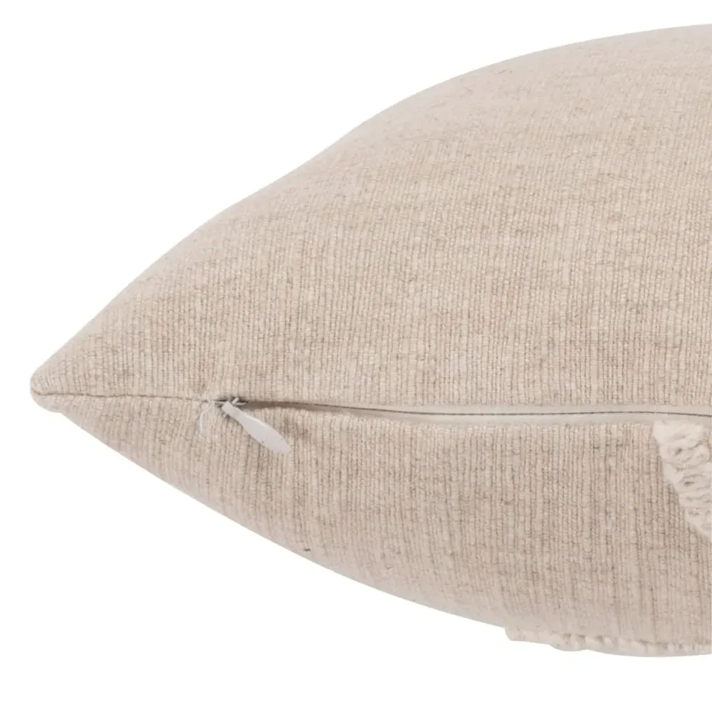Illustration numéro 3 du produit Housse de coussin en coton et lin mélangés à motif brodé crème 50x30