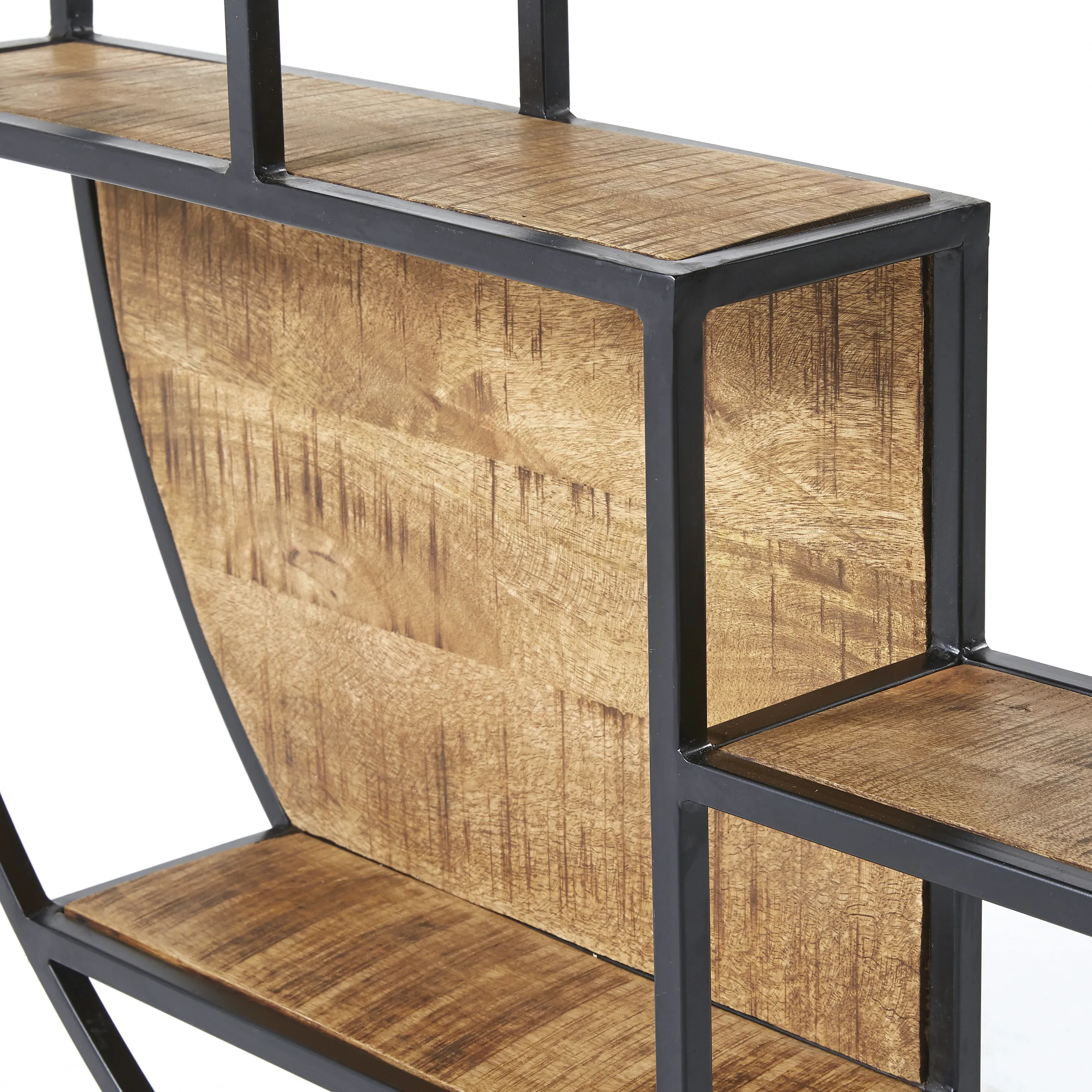 Illustration numéro 3 du produit Etagère ronde en métal noir et manguier