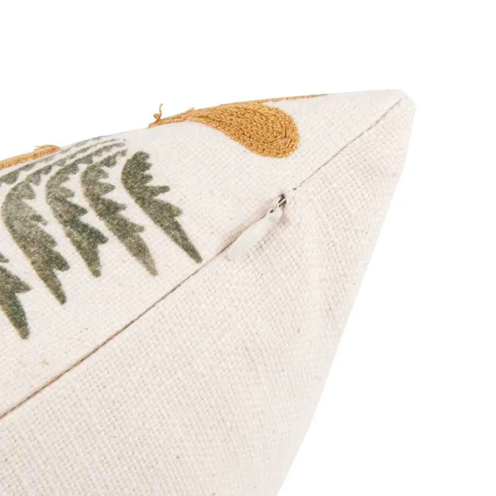 Illustration numéro 3 du produit Housse de coussin en coton brodé motif exotique multicolore imprimé 40x40