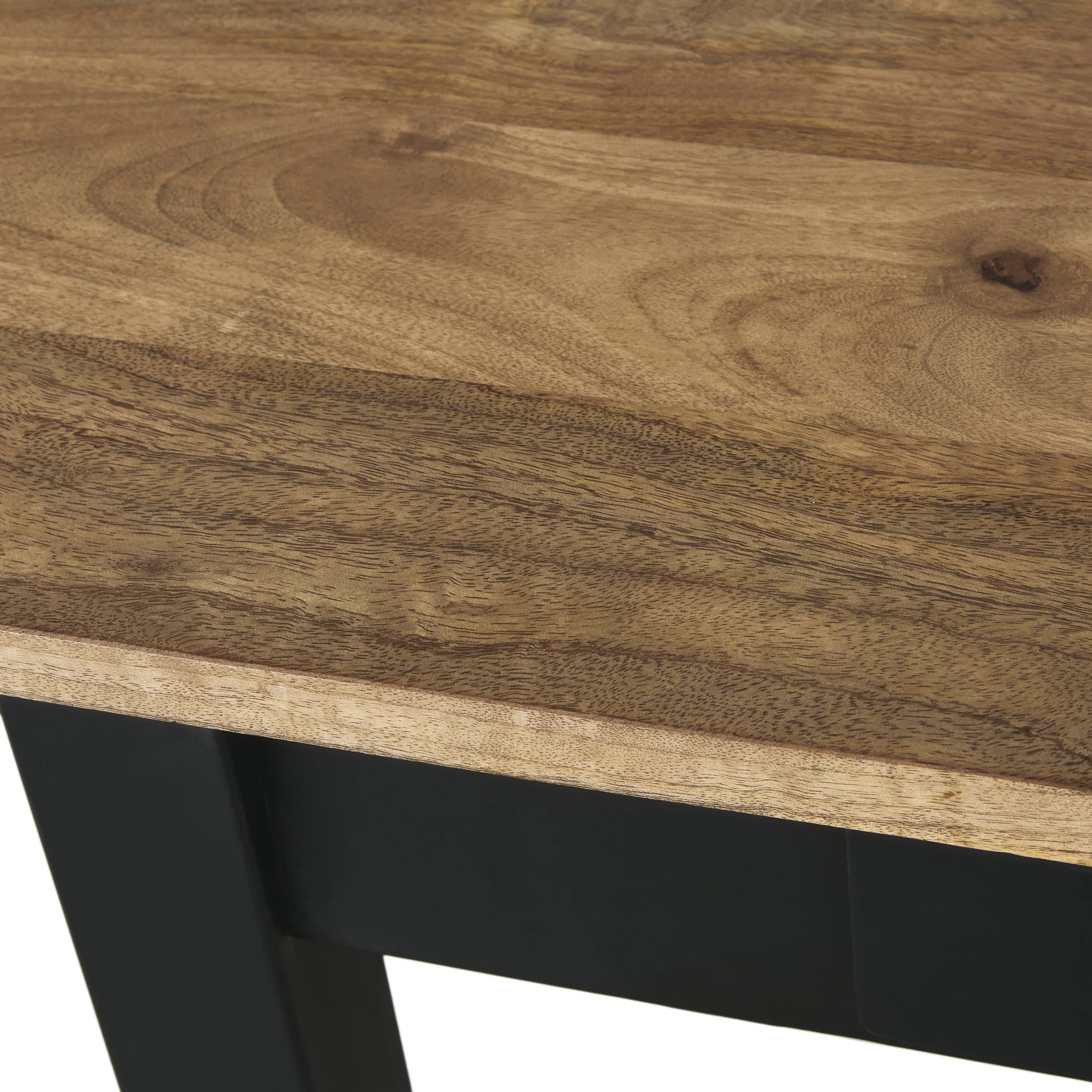 Illustration numéro 3 du produit Table à manger pliante en bois de manguier massif et acier noir 6/8 personnes L90/180