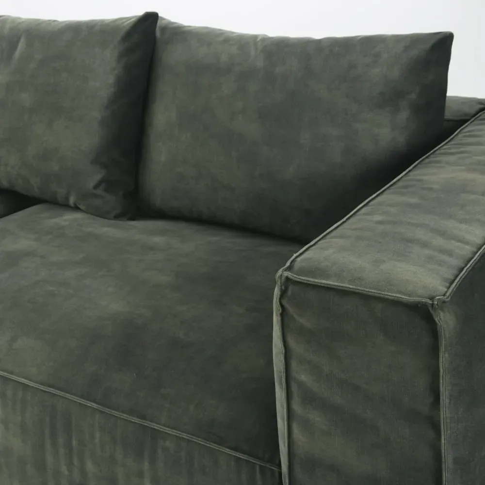 Illustration numéro 3 du produit Canapé 4 places en velours vert foncé
