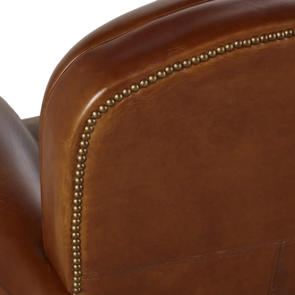 Illustration numéro 3 du produit Fauteuil club en cuir marron