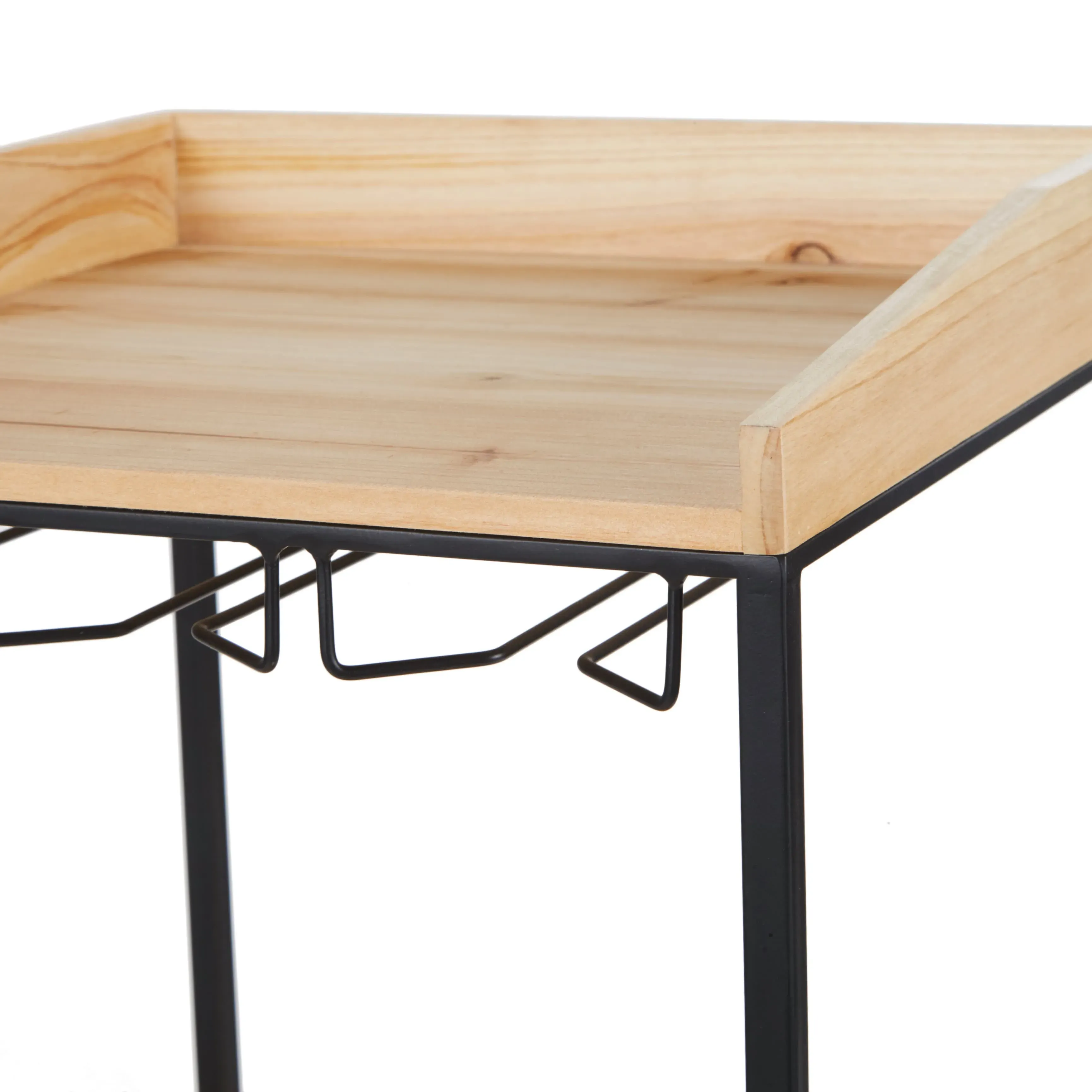 Illustration numéro 3 du produit Petit meuble range-bouteilles en métal noir et bois de sapin